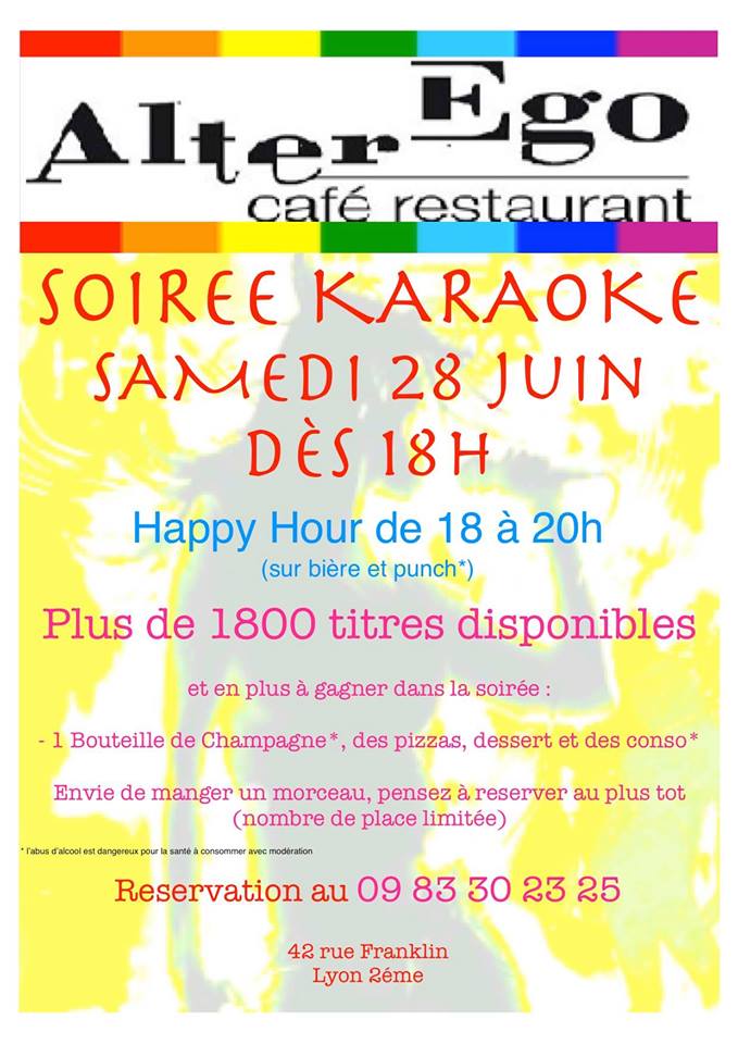 alter ego restaurant friendly lyon samedi 28 juin soiree karaoke heteroclite