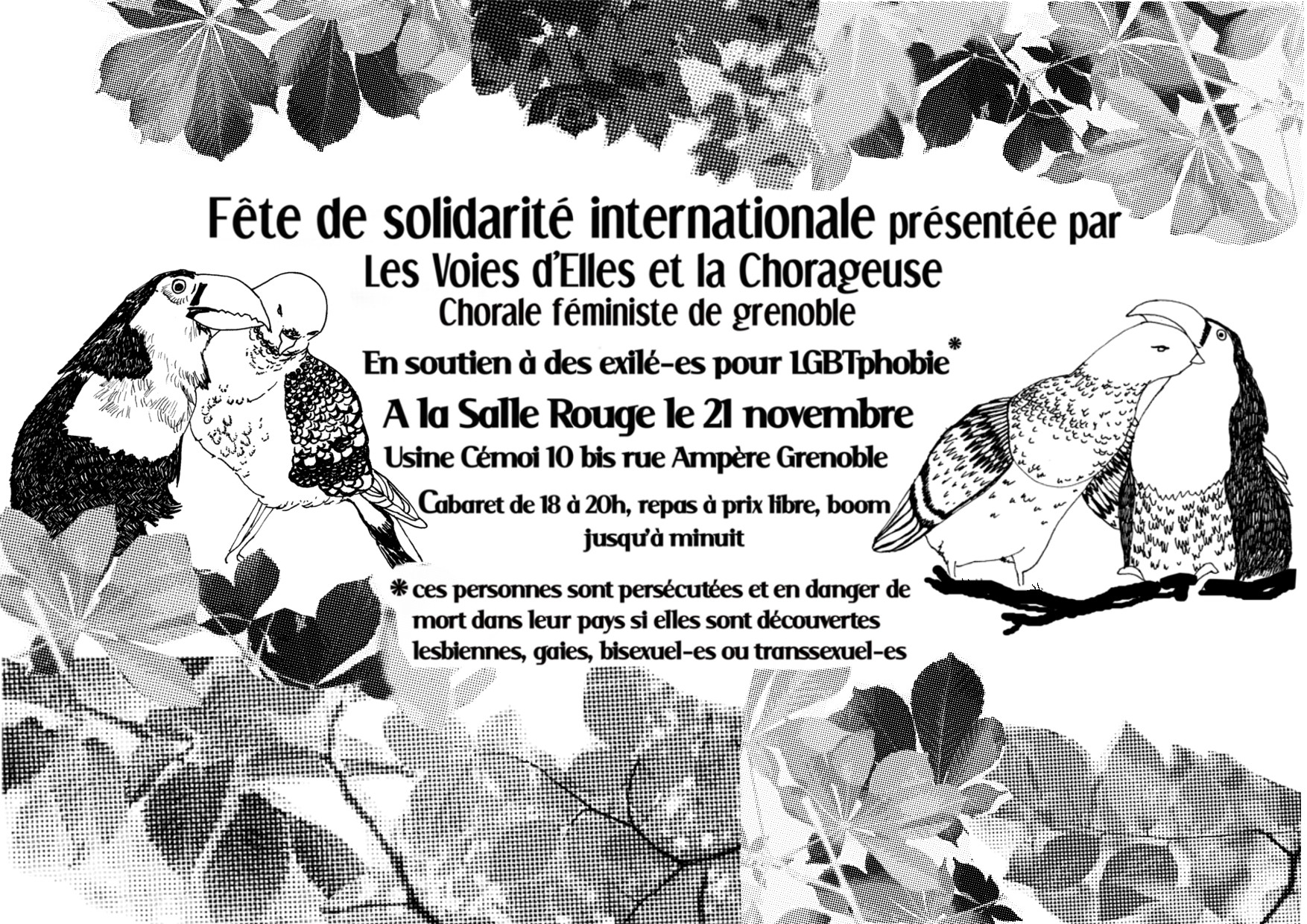 fete de solidarite internationale grenoble les voies d'elles la chorageuse salle rouge 10 rue ampere vendredi 21 novembre