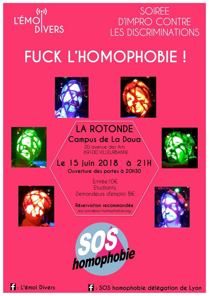 spectacle d'improvisation Fuck les discriminations ! la rotonde 15 juin 2018 sos homophobie hétéroclite